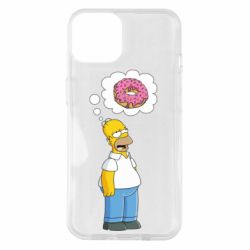 Чехол для iPhone 14 Гомер думает о пончике - PrintSalon