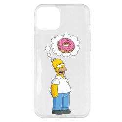 Чехол для iPhone 14 Plus Гомер думает о пончике - PrintSalon