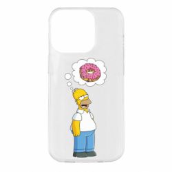 Чехол для iPhone 14 Pro Гомер думает о пончике - PrintSalon