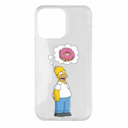 Чехол для iPhone 14 Pro Max Гомер думает о пончике - PrintSalon