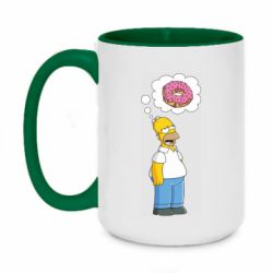 Чашка двухцветная 420ml Гомер думает о пончике - PrintSalon