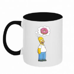 Чашка двокольорова Гомер думає про пончик