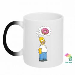 Чашка-хамелеон Гомер думает о пончике - PrintSalon