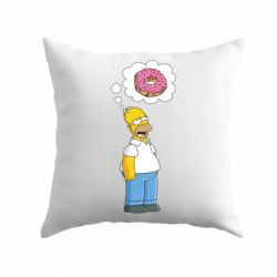 Подушка Гомер думает о пончике - PrintSalon