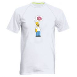 Мужская футболка для спорта Гомер думает о пончике - PrintSalon