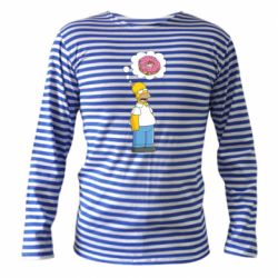 Тельняшка с длинным рукавом Гомер думает о пончике - PrintSalon