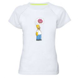 Женская футболка для спорта Гомер думает о пончике - PrintSalon