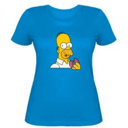 Женская футболка Гомер любит пончики - PrintSalon