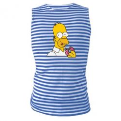 Майка-тельняшка Гомер любит пончики - PrintSalon