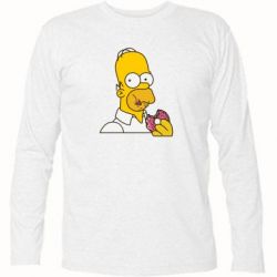 Футболка с длинным рукавом Гомер любит пончики - PrintSalon