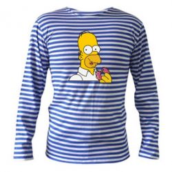 Тельняшка с длинным рукавом Гомер любит пончики - PrintSalon
