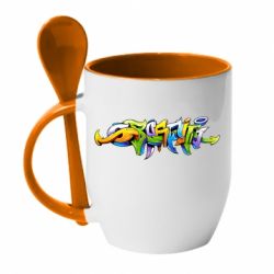 Чашка з ложкою Graffiti style - PrintSalon