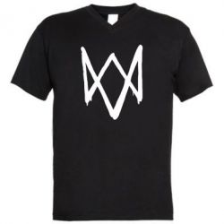 Мужская футболка с V-образным вырезом Graffiti Watch Dogs logo-PrintSalon Мужская футболка с V-образным вырезом Graffiti Watch Dogs logo
