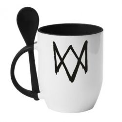 Чашка с ложкой Graffiti Watch Dogs logo - PrintSalon