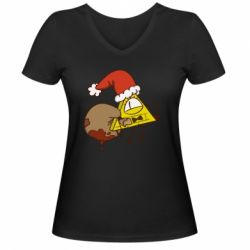 Жіноча футболка з V-подібним вирізом Gravity falls Cipher santa - PrintSalon