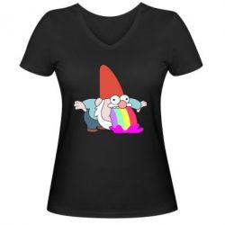 Женская футболка с V-образным вырезом Gravity Falls, dwarf and rainbow - PrintSalon