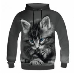 Чоловіче 3D худі Gray cat - PrintSalon