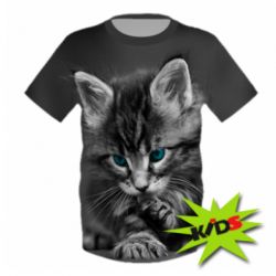Дитяча 3D футболка Gray cat - PrintSalon