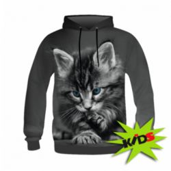 Дитяче 3D худі Gray cat - PrintSalon