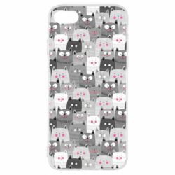 Чохол для iPhone 7 Gray cats pattern - PrintSalon