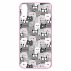 Чохол для iPhone Xs Max Gray cats pattern - PrintSalon