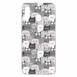 Чохол для Samsung A30 Gray cats pattern - PrintSalon