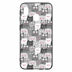 Чохол для Samsung A40 Gray cats pattern - PrintSalon
