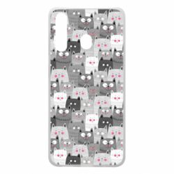 Чохол для Samsung A60 Gray cats pattern - PrintSalon