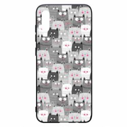 Чохол для Samsung A70 Gray cats pattern - PrintSalon