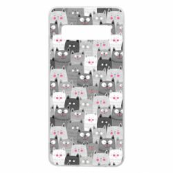 Чохол для Samsung S10 Gray cats pattern - PrintSalon