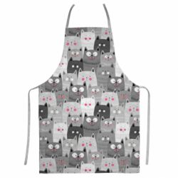 Фартух з 3D принтом Gray cats pattern - PrintSalon