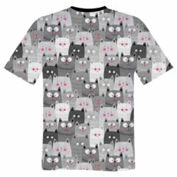 Чоловіча футболка 3D Gray cats pattern - PrintSalon