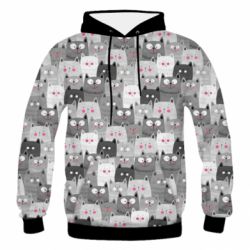 Чоловіче 3D худі Gray cats pattern - PrintSalon