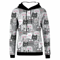 Жіноче 3D худі Gray cats pattern
