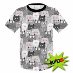 Дитяча 3D футболка Gray cats pattern - PrintSalon