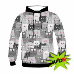 Дитяче 3D худі Gray cats pattern - PrintSalon