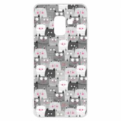 Чохол для Samsung A8 2018 Gray cats pattern - PrintSalon
