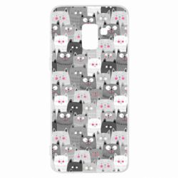 Чохол для Samsung A8+ 2018 Gray cats pattern - PrintSalon