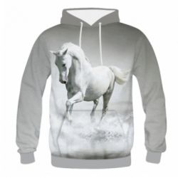Чоловіче 3D худі Gray horse - PrintSalon