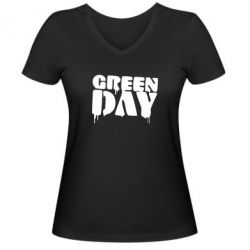 Женская футболка с V-образным вырезом Green Day - PrintSalon