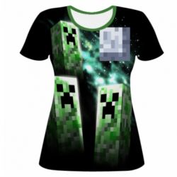 Жіноча 3D футболка Green Minecraft - PrintSalon
