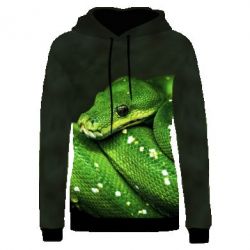 Жіноче 3D худі Green snake macro-PrintSalon Жіноче 3D худі Green snake macro