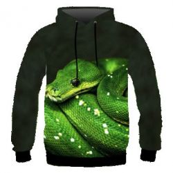 Чоловіче 3D худі Green snake macro - PrintSalon