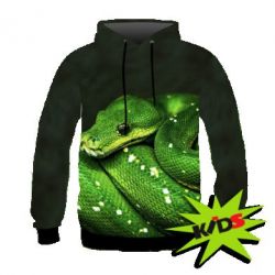 Дитяче 3D худі Green snake macro