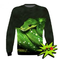 Дитячий 3D світшот Green snake macro - PrintSalon