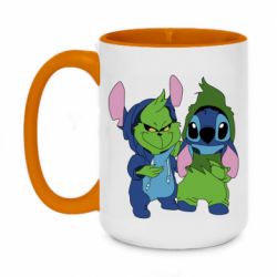 Чашка двухцветная 420ml Гринч и Стич - PrintSalon