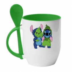 Чашка с ложкой Гринч и Стич - PrintSalon