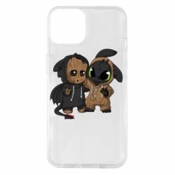 Чехол для iPhone 14 Groot And Toothless