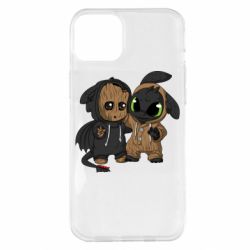 Чехол для iPhone 14 Plus Groot And Toothless - PrintSalon