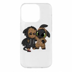 Чехол для iPhone 14 Pro Groot And Toothless - PrintSalon